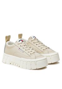 Tommy Jeans Sneakersy Vulc Flatform EN0EN02610 Beżowy. Kolor: beżowy. Materiał: skóra