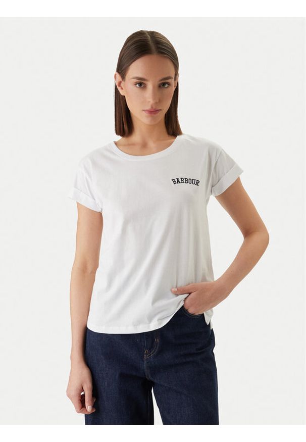 Barbour T-Shirt Bede LTS0718WH11 Biały Regular Fit. Kolor: biały. Materiał: bawełna