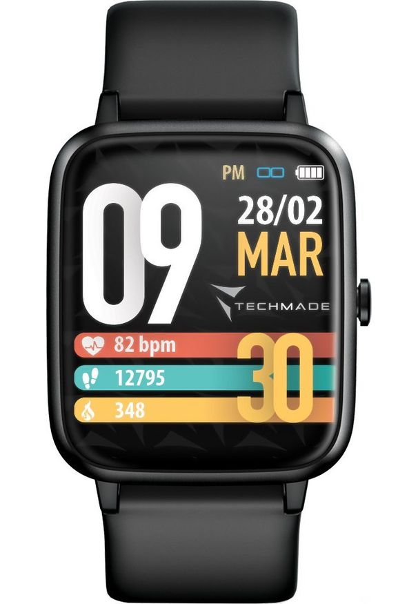 Smartwatch Techmade Smartwatch męski Techmade TM-MOVE-BK czarny pasek. Rodzaj zegarka: smartwatch. Kolor: czarny