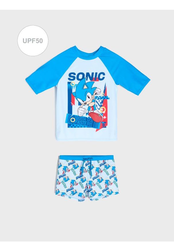 Sinsay - Zestaw plażowy UPF50 – Koszulka i szorty kąpielowe Sonic the Hedgehog - wielobarwny