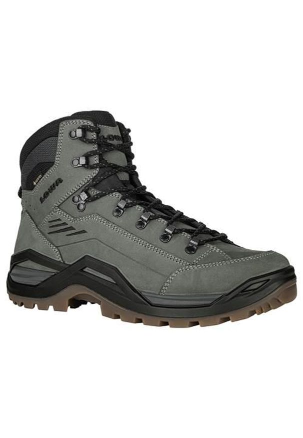 Buty trekkingowe męskie Lowa Renegade Evo Mid Gtx. Wysokość cholewki: za kostkę. Zapięcie: sznurówki. Kolor: wielokolorowy, szary. Materiał: skóra, syntetyk, materiał. Szerokość cholewki: normalna