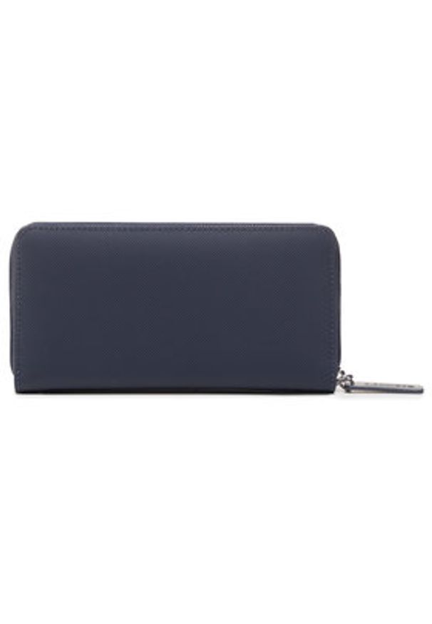 Lacoste Duży Portfel Damski L Zip Wallet NF2900PO Granatowy. Kolor: niebieski. Materiał: skóra