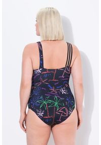 ULLA POPKEN - Damskie Strój kąpielowy plażowy wzór miękkie miseczki. Kolekcja: plus size. Kolor: czarny. Materiał: elastan, materiał, poliester, poliamid