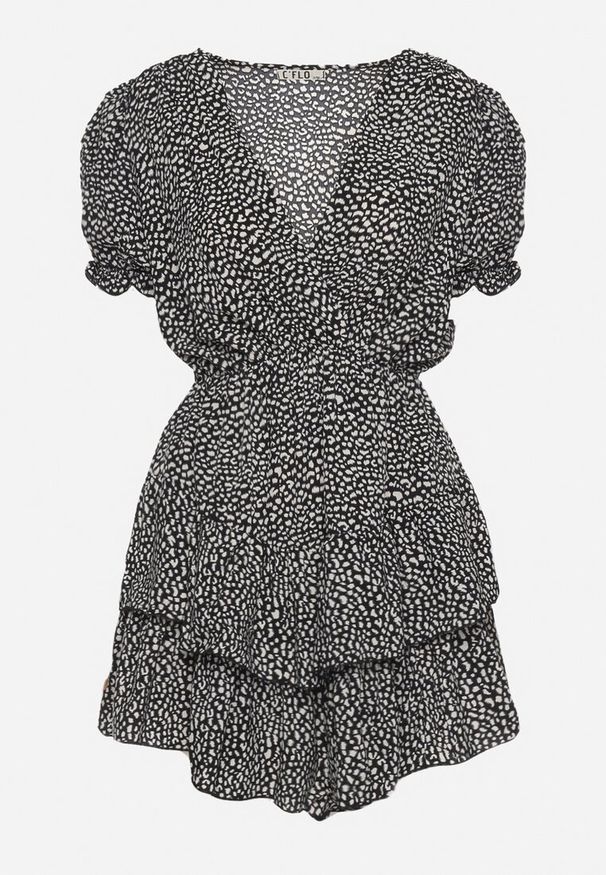 Born2be - Czarna Sukienka z Gumką w Talii z Kopertowym Dekoltem Ianveia. Kolor: czarny. Typ sukienki: kopertowe