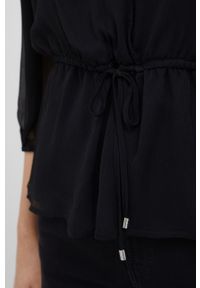 DKNY - Dkny Bluzka P1JA76ET damska kolor czarny gładka. Okazja: na co dzień. Kolor: czarny. Materiał: tkanina. Długość rękawa: długi rękaw. Długość: długie. Wzór: gładki. Styl: casual #5