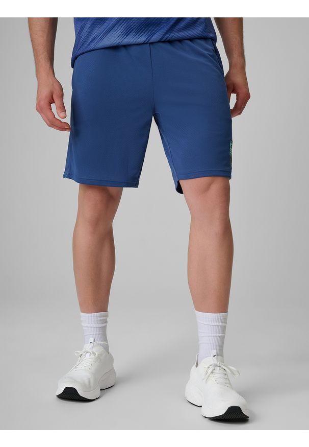 4f - 4F Spodenki piłkarskie szybkoschnące męskie - denim XXL. Kolor: niebieski. Materiał: denim. Sport: piłka nożna