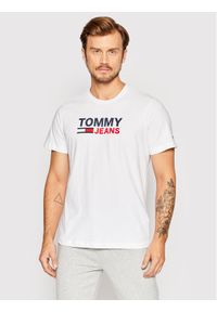 Tommy Jeans T-Shirt Corp Logo DM0DM15379 Biały Regular Fit. Kolor: biały. Materiał: bawełna