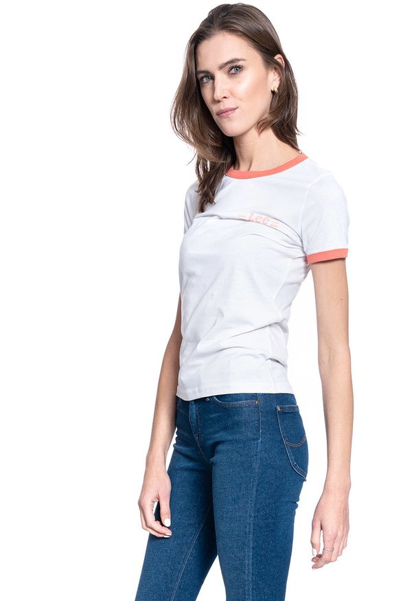 Lee - T-SHIRT DAMSKI LEE RINGER TEE BRIGHT WHITE L40PEPLJ 112108662
