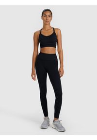 4f - 4F Legginsy treningowe bezszwowe damskie - czarne XS/S. Stan: podwyższony. Kolor: czarny. Materiał: materiał, elastan, syntetyk, dzianina, włókno. Wzór: ze splotem, gładki. Sport: fitness