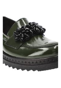 Zielone Półbuty Armodo Skórzane Eleganckie Buty. Kolor: zielony. Materiał: skóra. Szerokość cholewki: normalna. Styl: elegancki