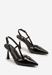 Born2be - Czarne Sandały na Szpilce z Odkrytą Piętą z Transparentną Wstawką Nelaine. Kolor: czarny. Materiał: jeans. Wzór: aplikacja. Obcas: na szpilce. Styl: wizytowy #2