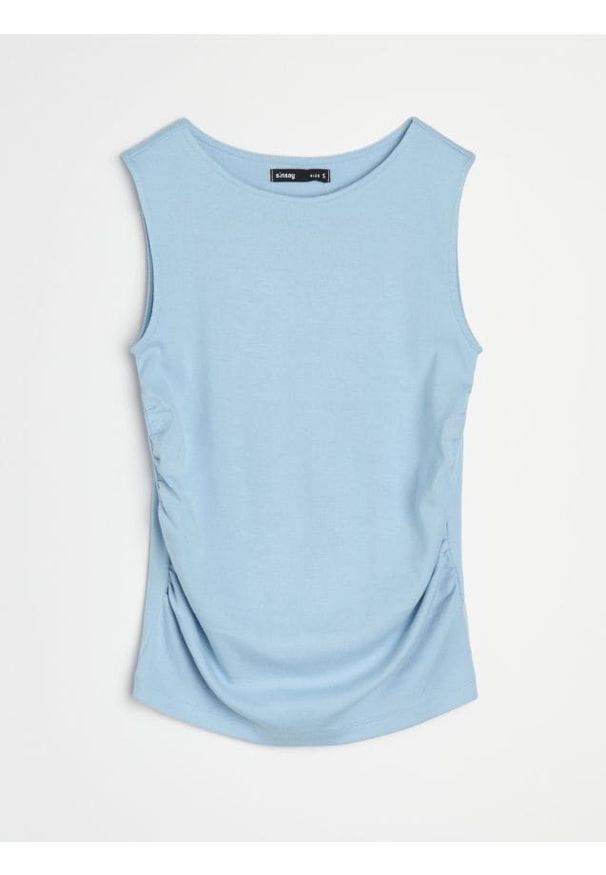 Sinsay - Bawełniana bluzka bez rękawów z ozdobnymi marszczeniami - Inny. Materiał: bawełna. Długość rękawa: bez rękawów