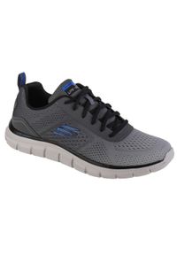 skechers - Buty treningowe męskie Skechers Track Ripkent. Zapięcie: sznurówki. Kolor: wielokolorowy, szary. Materiał: guma, materiał, tkanina, syntetyk. Szerokość cholewki: normalna