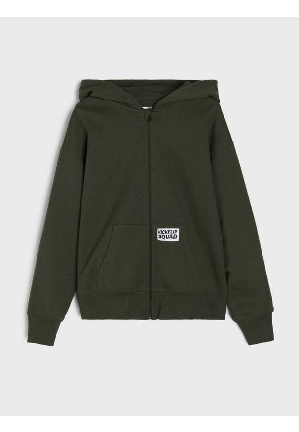 Sinsay - Rozpinana bluza z kapturem - khaki. Typ kołnierza: kaptur. Kolor: brązowy