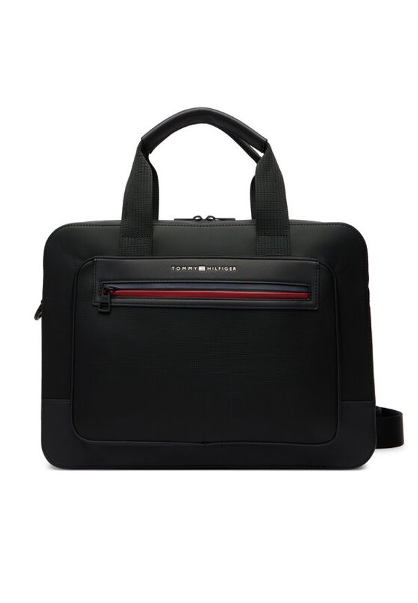 TOMMY HILFIGER - Tommy Hilfiger Torba na laptopa Th Foundation Computer Bag AM0AM14158 Czarny. Kolor: czarny. Materiał: skóra