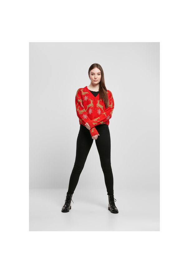 Kardigan damski Urban Classics Szorty oversized christmas. Kolor: czerwony, wielokolorowy, żółty