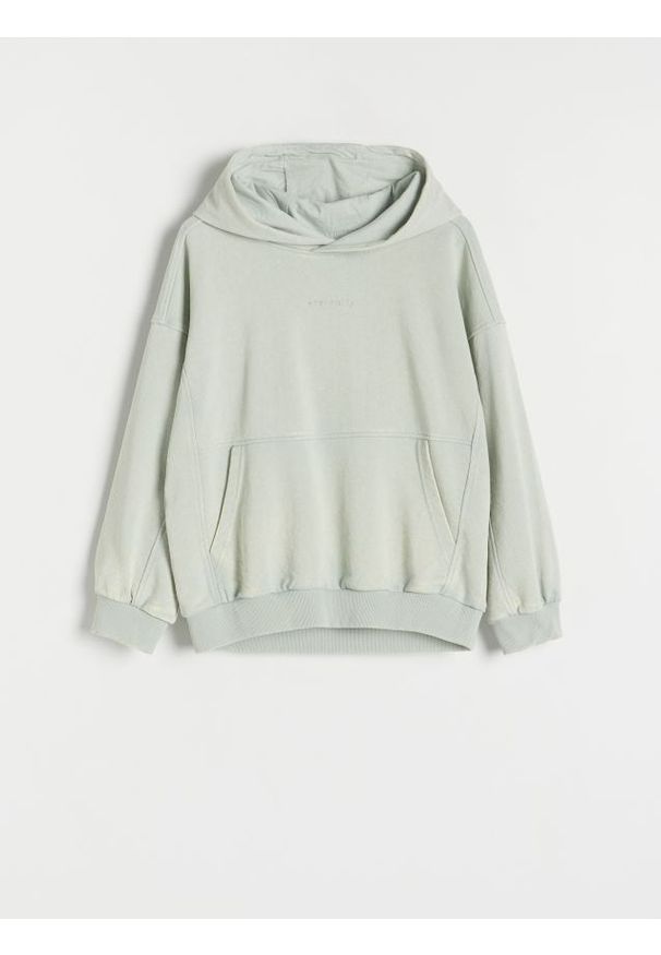 Reserved - Bluza oversize z kapturem - jasnoszary. Typ kołnierza: kaptur. Kolor: szary. Materiał: dzianina, bawełna
