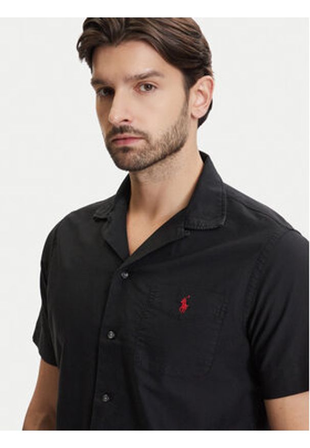 Polo Ralph Lauren Koszula 710980423500 Czarny Regular Fit. Typ kołnierza: polo. Kolor: czarny. Materiał: bawełna