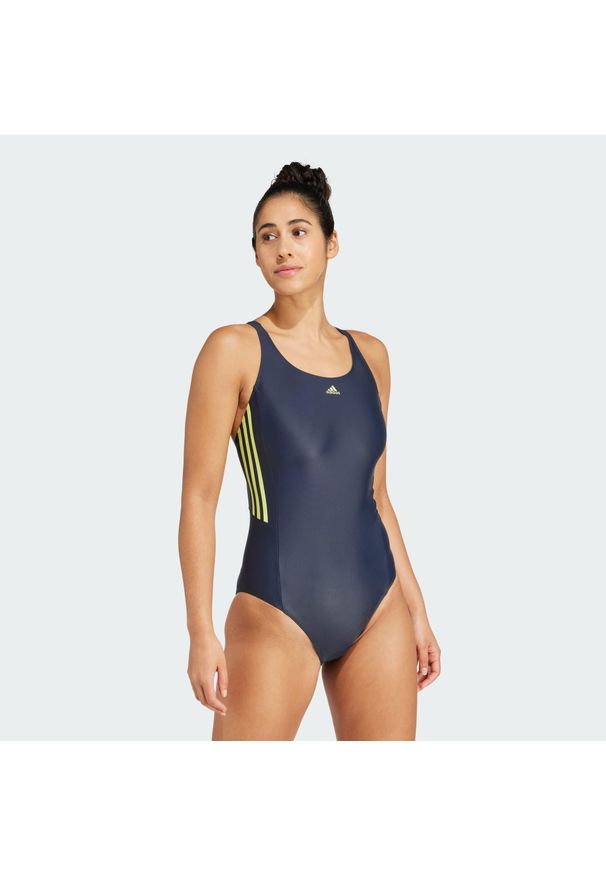 Adidas - Mid 3-Stripes Swimsuit. Kolor: żółty, niebieski, wielokolorowy, zielony