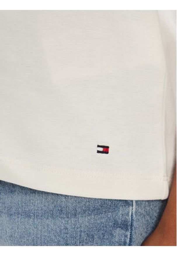 TOMMY HILFIGER - Tommy Hilfiger T-Shirt Gold Button WW0WW45628 Biały Regular Fit. Kolor: biały. Materiał: bawełna
