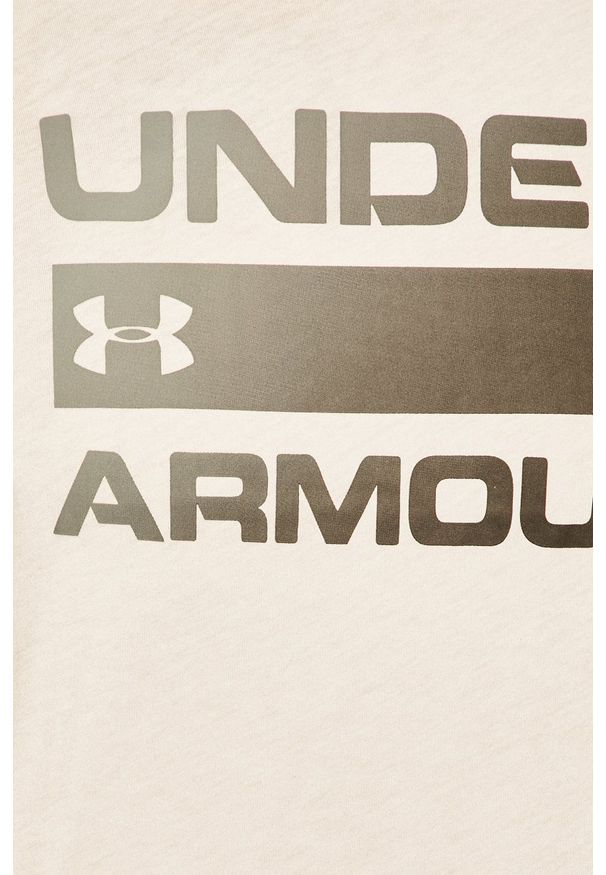 Under Armour - T-shirt. Kolor: biały. Materiał: dzianina. Wzór: nadruk
