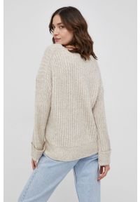 only - Only Sweter z domieszką wełny damski kolor beżowy. Kolor: beżowy. Materiał: wełna. Długość rękawa: długi rękaw. Długość: długie