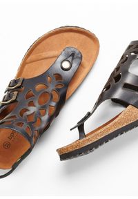 Wygodne sandały skórzane bonprix czarny. Kolor: czarny. Materiał: skóra. Sezon: lato #4