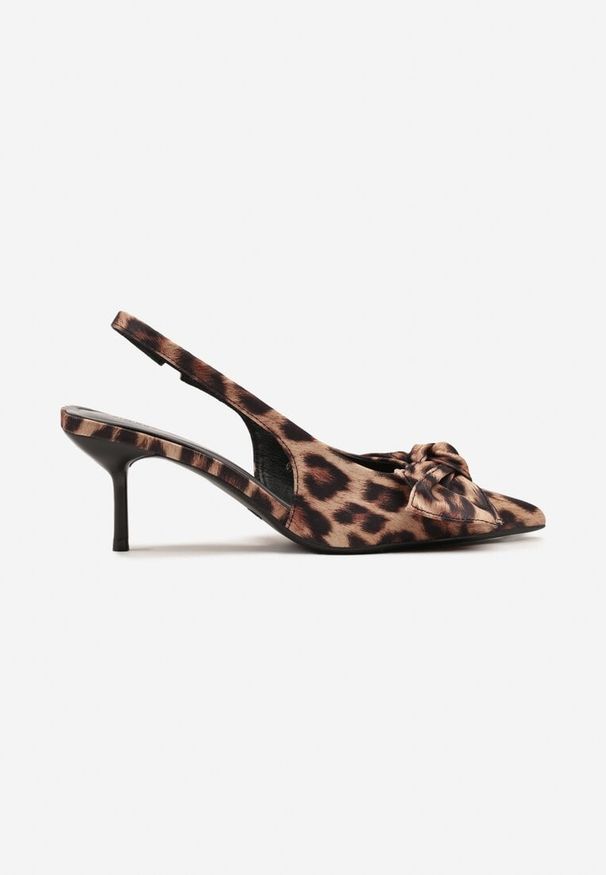 Renee - Panterkowe Sandały Vices na Szpilce Slingback Ozdobione Kokardą Nilendria. Okazja: na spacer, na imprezę. Wzór: aplikacja. Sezon: lato. Obcas: na szpilce. Styl: elegancki