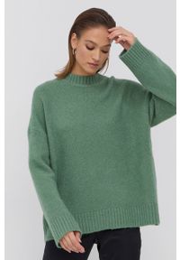 Samsoe & Samsoe - Samsoe Samsoe Sweter wełniany damski kolor zielony. Kolor: zielony. Materiał: wełna. Długość rękawa: długi rękaw. Długość: długie