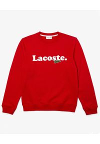 Lacoste - LACOSTE - Bawełniana bluza z logo. Okazja: na co dzień. Kolor: czerwony. Materiał: bawełna. Długość rękawa: długi rękaw. Długość: długie. Wzór: haft. Styl: klasyczny, casual, sportowy #4