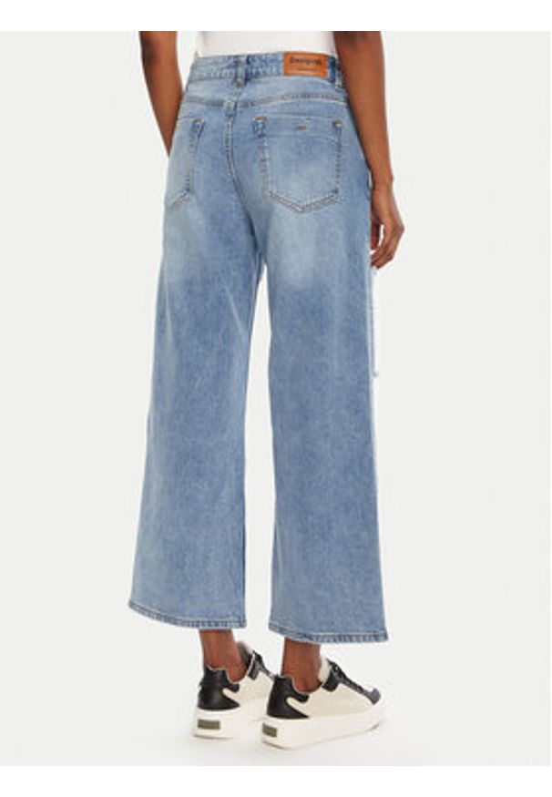 Desigual Jeansy Patches 25WWDD20 Niebieski Wide Leg. Kolor: niebieski