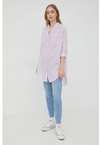 Vero Moda koszula bawełniana damska kolor fioletowy relaxed. Kolor: fioletowy. Materiał: bawełna. Długość rękawa: długi rękaw. Długość: długie #4