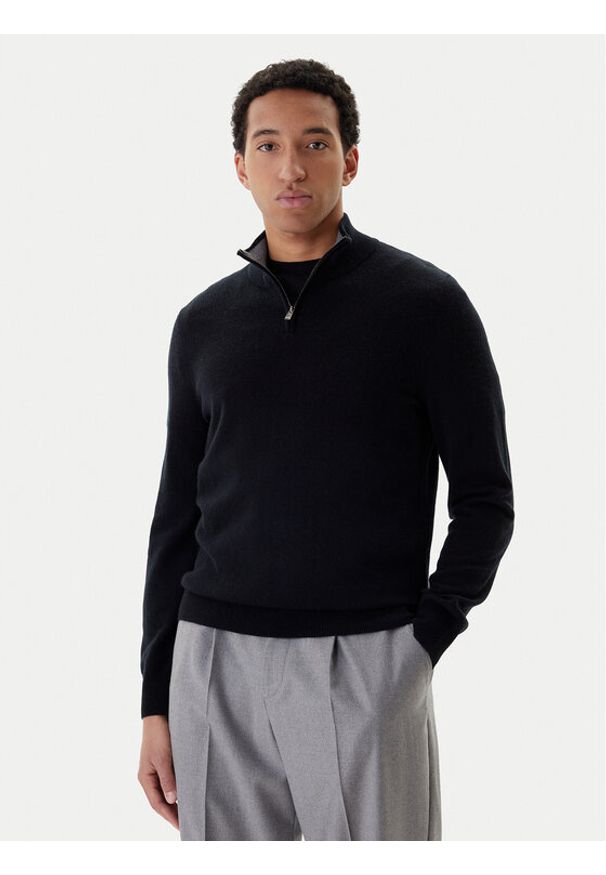 BOSS Sweter H-Hemarlo 50549984 Czarny Regular Fit. Kolor: czarny. Materiał: wełna