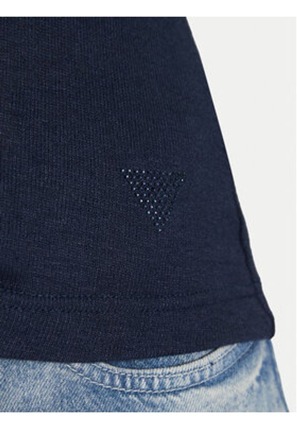 Guess Golf W4BP14 KCGM2 Niebieski Slim Fit. Typ kołnierza: golf. Kolor: niebieski. Materiał: syntetyk