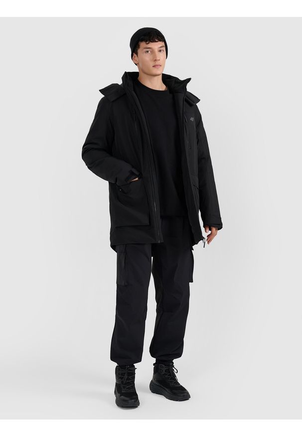4f - 4F Kurtka zimowa membrana 8000 męska - czarna 3XL. Kolor: czarny. Materiał: poliester, materiał. Długość: do kolan. Sezon: zima