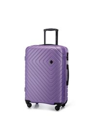Wittchen - Średnia walizka z ABS-u z geometrycznym tłoczeniem fioletowa. Kolor: fioletowy. Materiał: poliester. Wzór: geometria #5