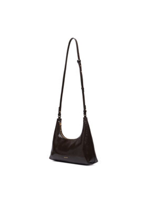 Calvin Klein Torebka Foil Logo Glossy Conv Shoulder B LV04F3737G Brązowy. Kolor: brązowy. Materiał: skórzane