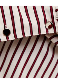 THECADESS - Bawełniana koszula w paski Amalfi. Okazja: na co dzień. Typ kołnierza: dekolt na plecach. Kolor: beżowy. Materiał: bawełna. Długość rękawa: długi rękaw. Długość: długie. Wzór: paski. Styl: casual, elegancki #2