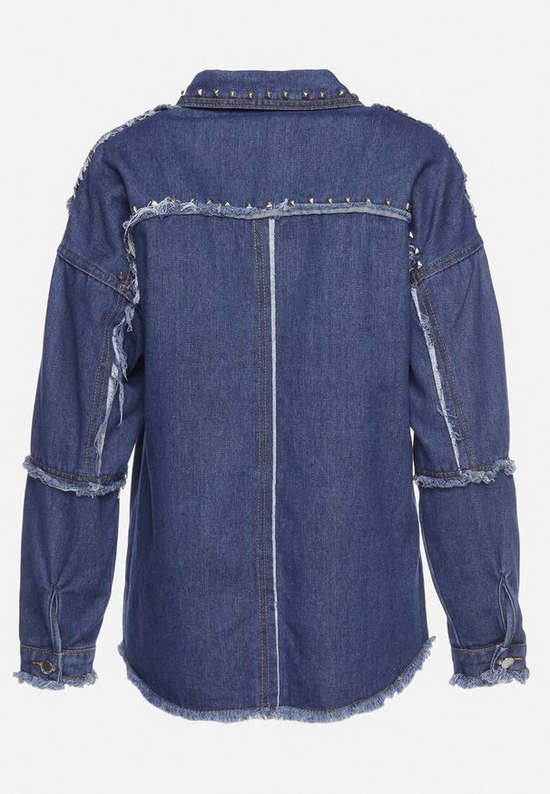 Born2be - Granatowa Bawełniana Kurtka Jeansowa z Ćwiekami Quintilla. Okazja: na co dzień. Kolor: niebieski. Materiał: bawełna, jeans. Styl: casual, rockowy