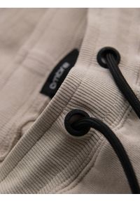 Ombre Clothing - Męskie krótkie dresowe spodenki w szerokie pasy – beżowe V2 OM-SRSK-0182 - XXL. Okazja: na co dzień. Kolor: beżowy. Materiał: dresówka. Długość: krótkie. Styl: sportowy, casual #4