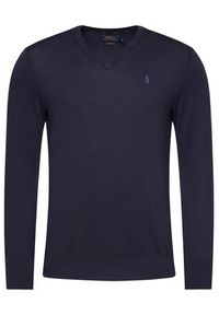 Polo Ralph Lauren Sweter Ls Sf Vn Pp 710670789004 Granatowy Slim Fit. Typ kołnierza: polo. Kolor: niebieski. Materiał: bawełna #3