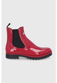 Hugo - Kalosze. Nosek buta: okrągły. Kolor: czerwony. Materiał: materiał, guma. Wzór: gładki #1