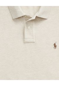 Ralph Lauren - RALPH LAUREN - Beżowa koszulka polo Mesh Custom Fit. Typ kołnierza: polo. Kolor: beżowy. Materiał: mesh. Długość: długie. Wzór: haft #6