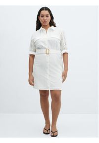 mango - Mango Sukienka letnia Shirly 67057120 Biały Regular Fit. Kolor: biały. Materiał: bawełna. Sezon: lato