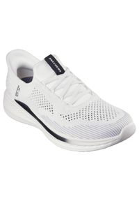 skechers - Buty do chodzenia męskie Skechers 210810WHT. Kolor: biały. Materiał: tkanina, materiał. Szerokość cholewki: normalna. Sport: turystyka piesza