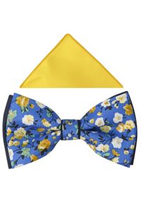 Adam Collection - Niebieska mucha w kwiaty A330. Kolor: niebieski. Materiał: poliester, tkanina. Wzór: kwiaty. Styl: elegancki #1