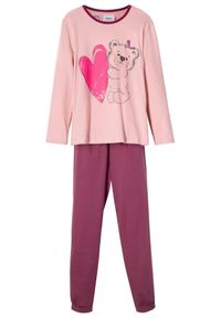 bonprix - Piżama z czystej bawełny organicznej ((2 części). Kolor: różowy. Materiał: bawełna. Wzór: nadruk #1