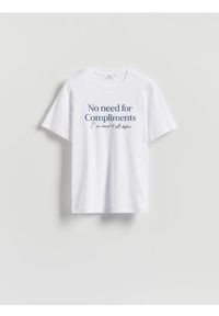 Reserved - T-shirt z nadrukiem - złamana biel. Materiał: bawełna. Wzór: nadruk