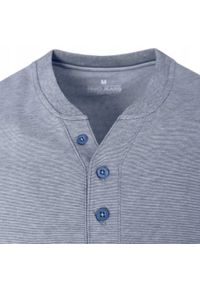 Koszulka Męska (T-Shirt) na Stójce z Guzikami - Pako Jeans - Niebieska. Okazja: na co dzień. Typ kołnierza: kołnierzyk stójkowy. Kolor: niebieski. Materiał: bawełna. Styl: casual #5