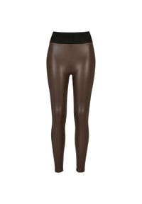 Urban Classics - Legginsy Damskie Ze Skóry Ekologicznej Z Wysokim Stanem. Stan: podwyższony. Kolor: brązowy. Materiał: skóra ekologiczna. Sport: turystyka piesza